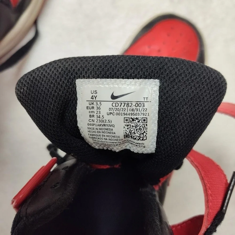 Nike Shoes Kid 4Y Black Red Jordan Borough Mid Sneaker Athletic Strap‎ CD7782